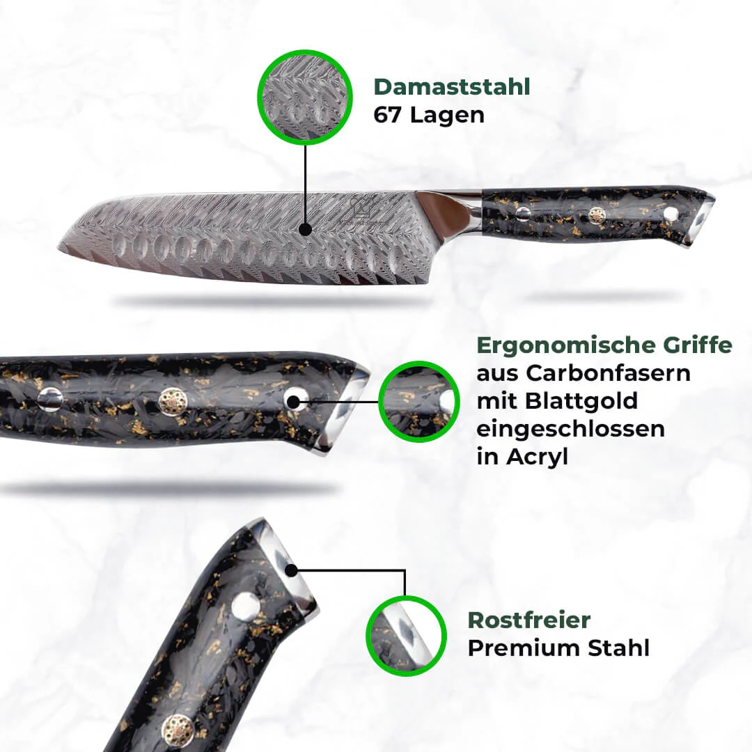 Kiiro Santoku Damastmesser - Image 4