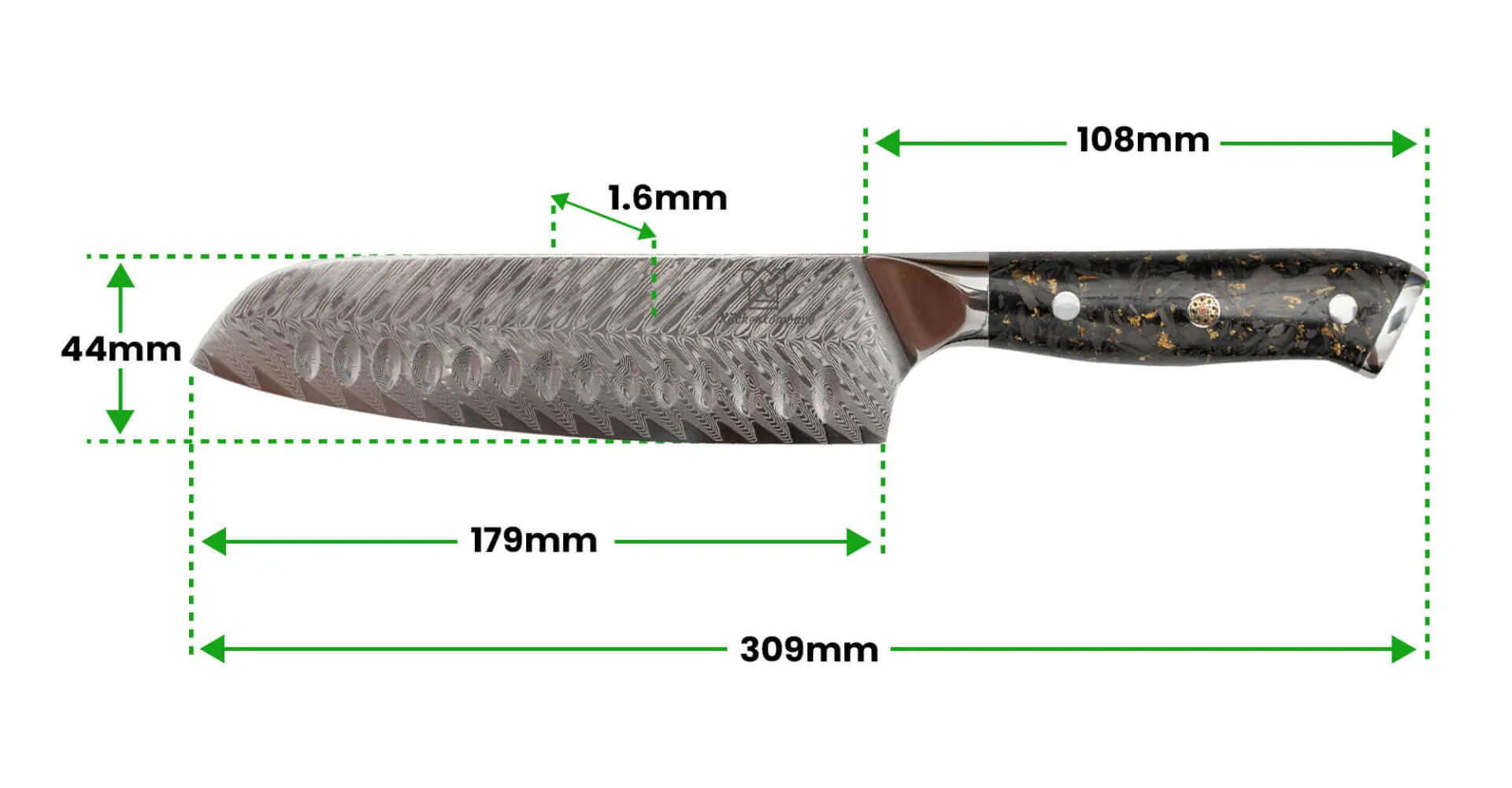 Kiiro Santoku Damastmesser - Image 7
