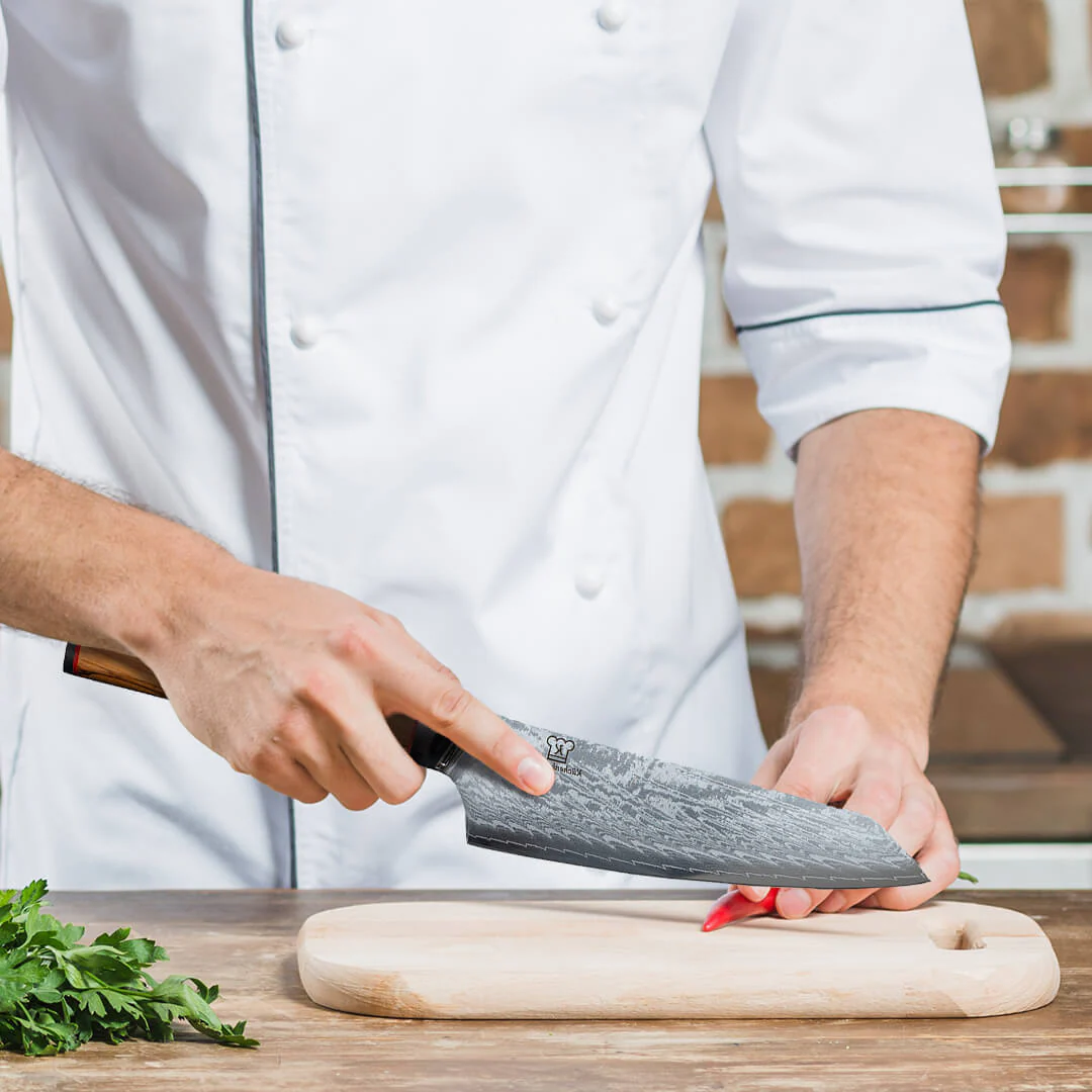 Mokuzai Santoku Damastmesser - Image 3