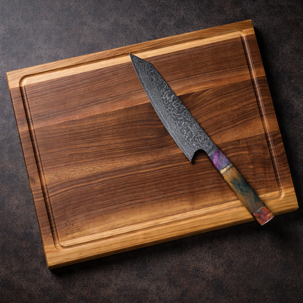 Premium Gourmet-Set: Handgeschmiedetes Damast Gyuto & Mizo Edelholz-Schneidebrett - Image 2