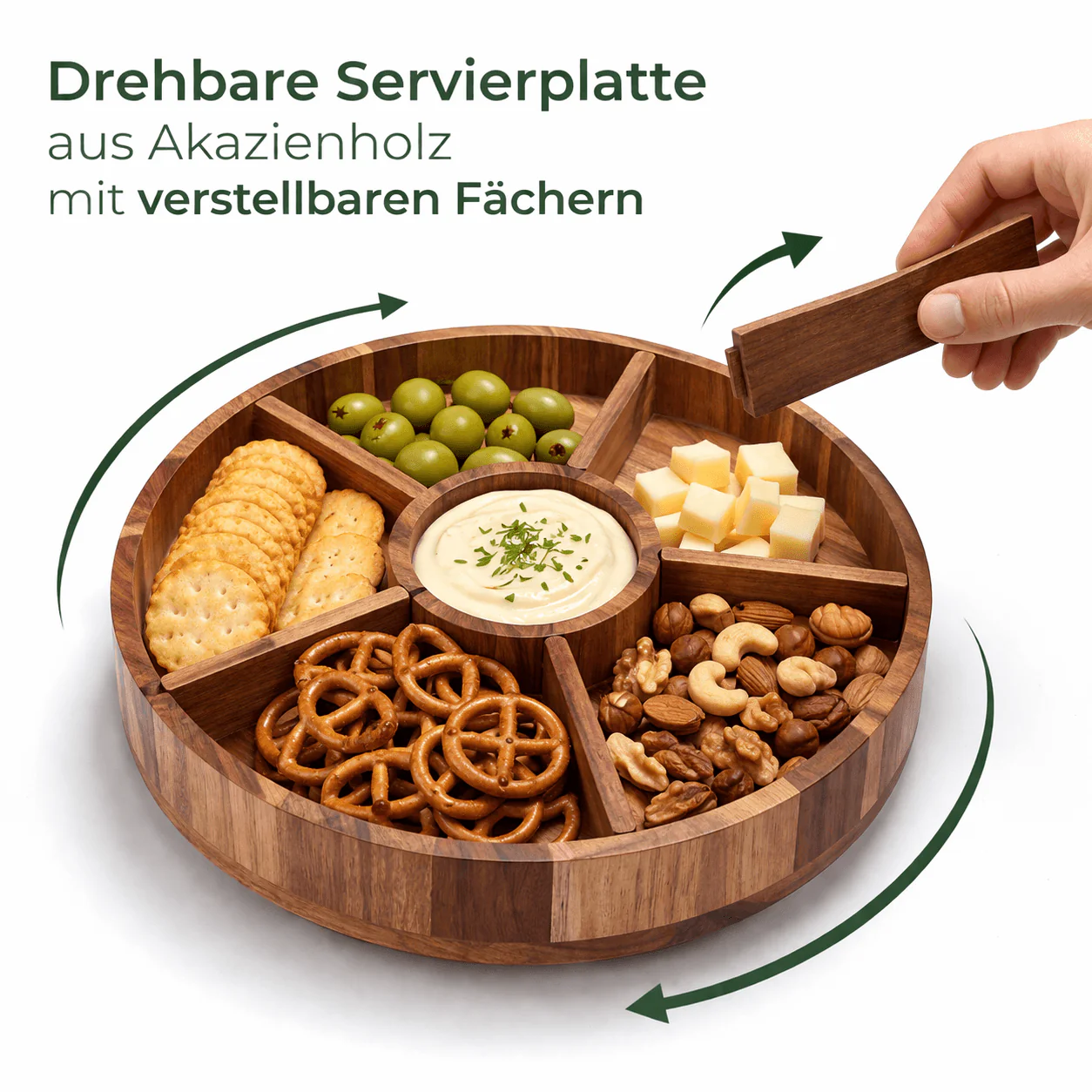 Drehbare Servierplatte aus Holz - Image 3